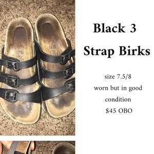 Black 3 Strap Birkenstocks